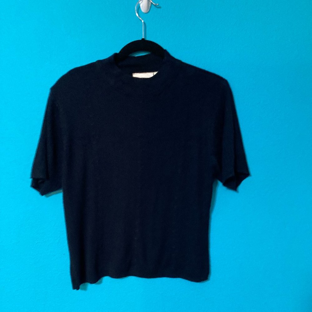 Black short sleeve  mock neck sweater
